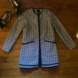 Cynthia Rowley black and white long open blazer
